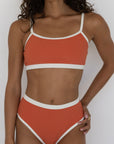 Coral Bikini Top | Ribbed Athletic Longline Bikini Top