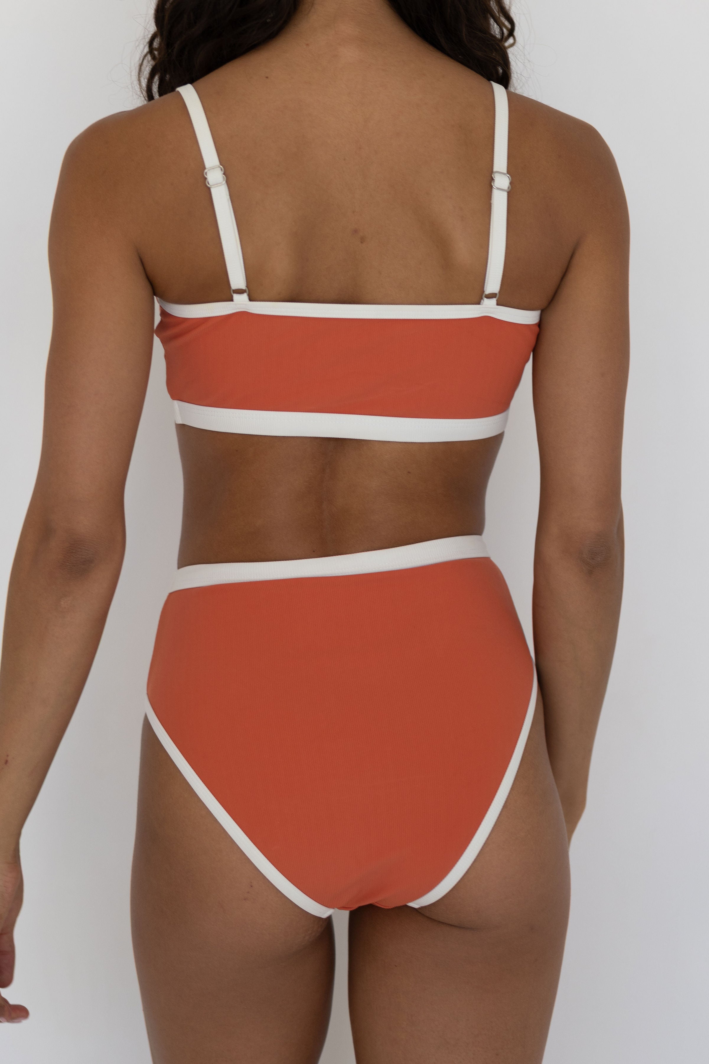 Coral Bikini Top | Ribbed Athletic Longline Bikini Top