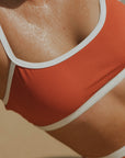 Textured Coral Cute Feminine Bikini Top