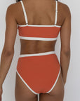 Coral Bikini Top | Ribbed Athletic Longline Bikini Top