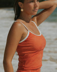 Coral Pink Modest Full Coverage Tankini Top