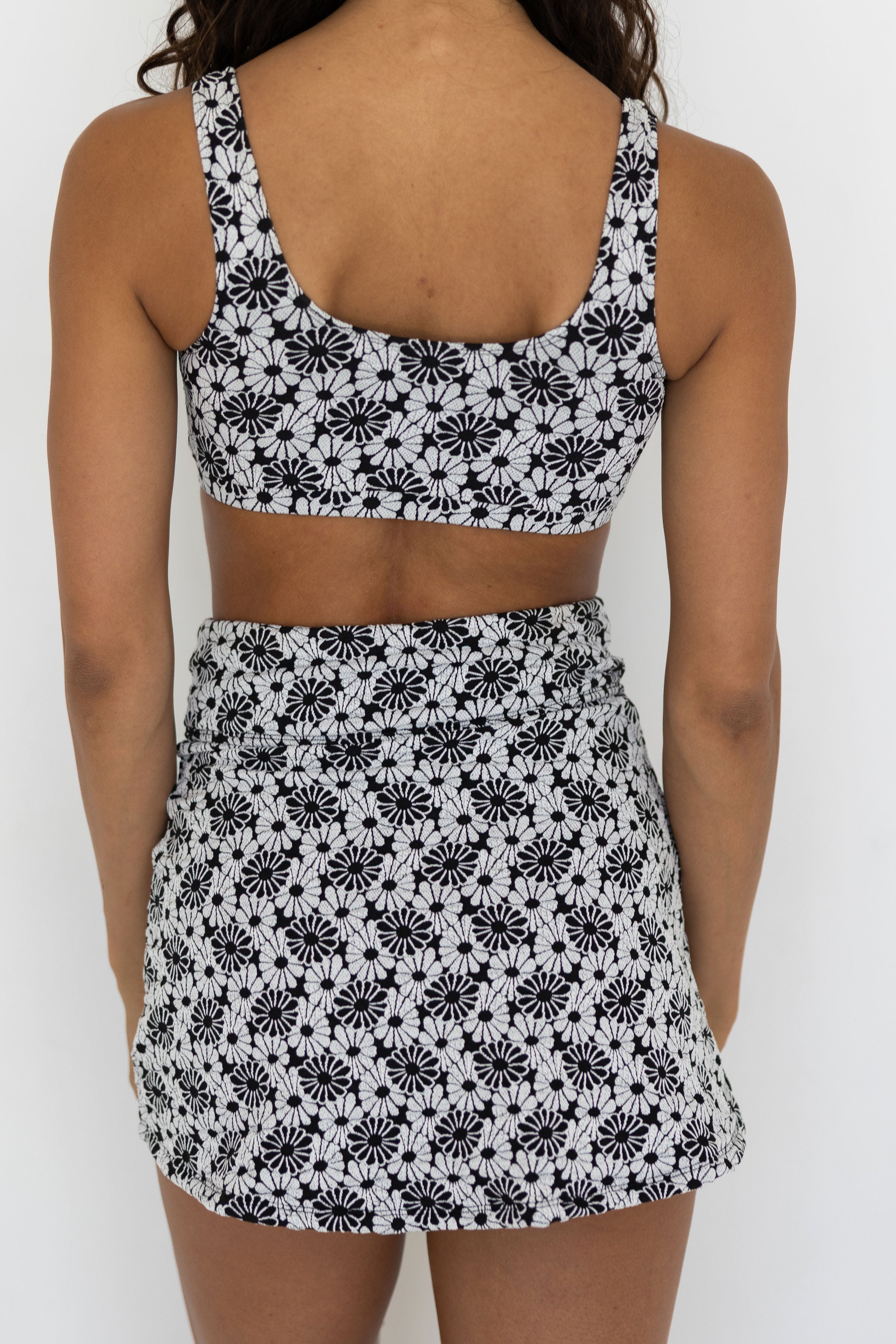Daisy Swim Skirt | Floral Asymmetric Drawstring Swim Skirt