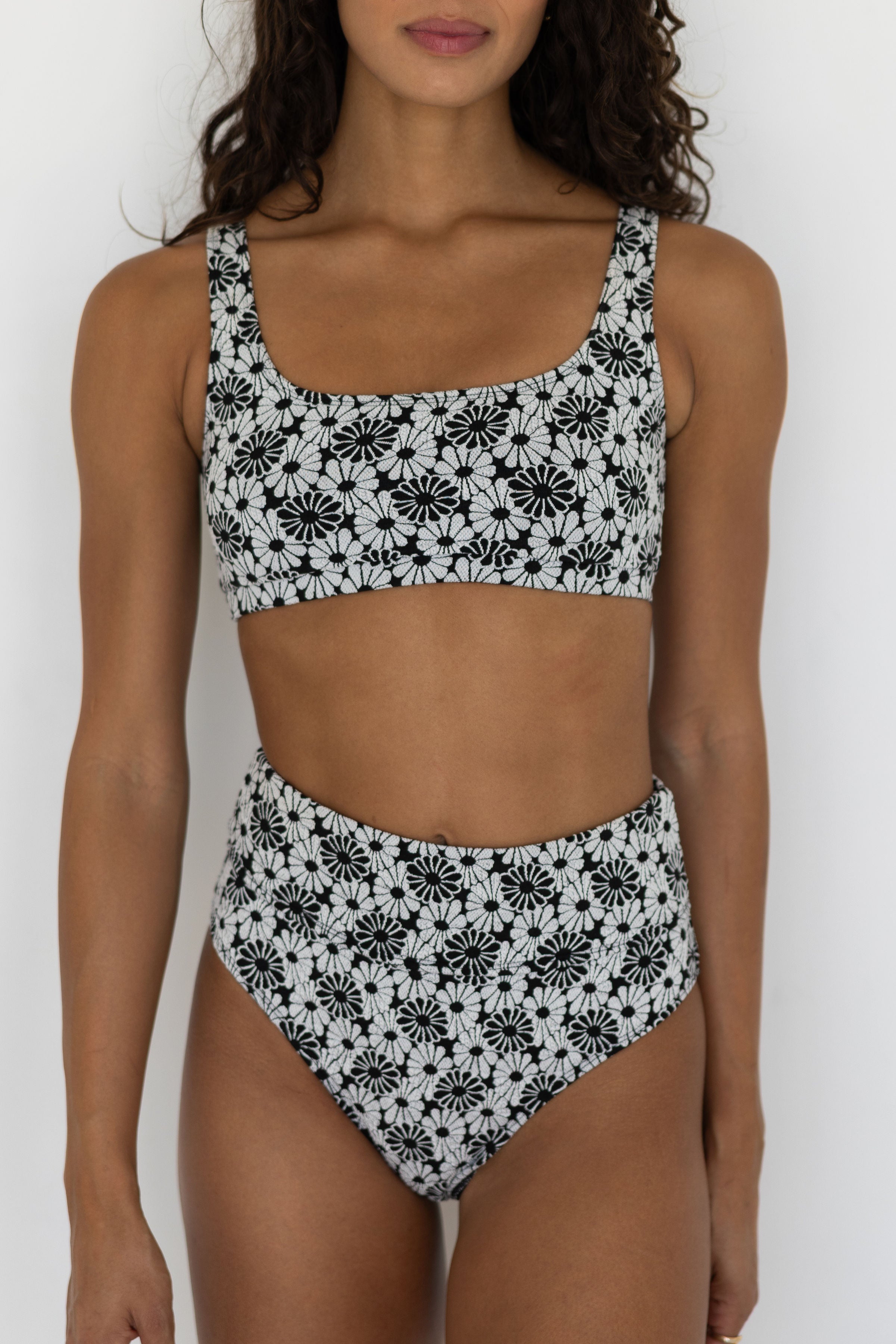 Daisy Bikini Top | Textured Floral Square Neck Bikini Top