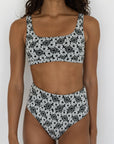 Daisy Bikini Top | Textured Floral Square Neck Bikini Top