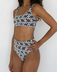 Daisy Bikini Top | Textured Floral Square Neck Bikini Top