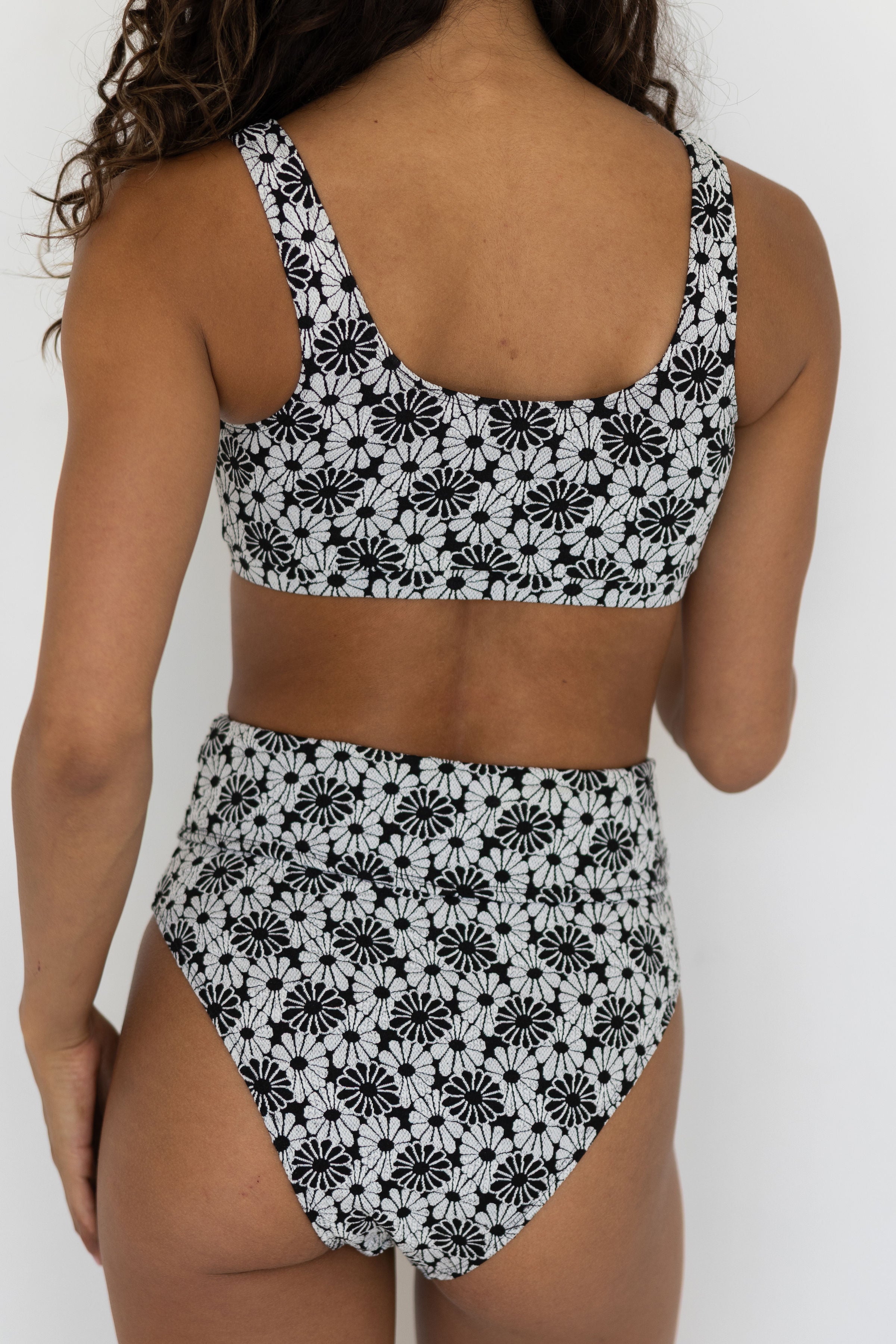 Daisy Bikini Top | Textured Floral Square Neck Bikini Top