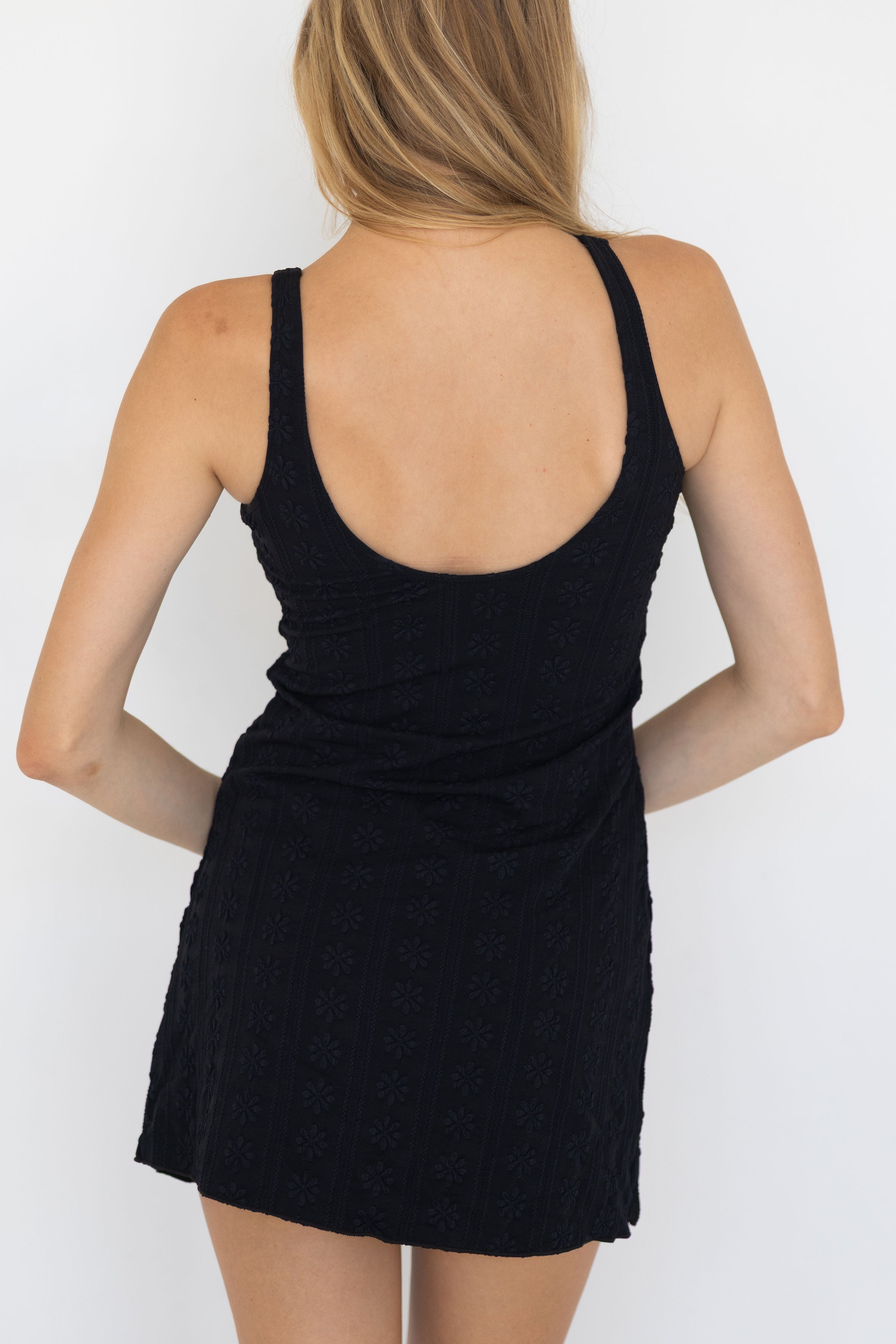 Eclipse Swim Dress | Black Floral Scoop Neck Swim Dress