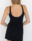 Eclipse Swim Dress | Black Floral Scoop Neck Swim Dress