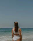 Eleanor High Waisted Bottoms | Polka Dot Full Coverage Swim Bottoms