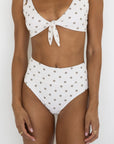 Eleanor High Waisted Bottoms | Polka Dot Full Coverage Swim Bottoms