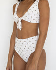 Eleanor High Waisted Bottoms | Polka Dot Full Coverage Swim Bottoms