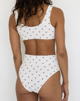 Eleanor High Waisted Bottoms | Polka Dot Full Coverage Swim Bottoms