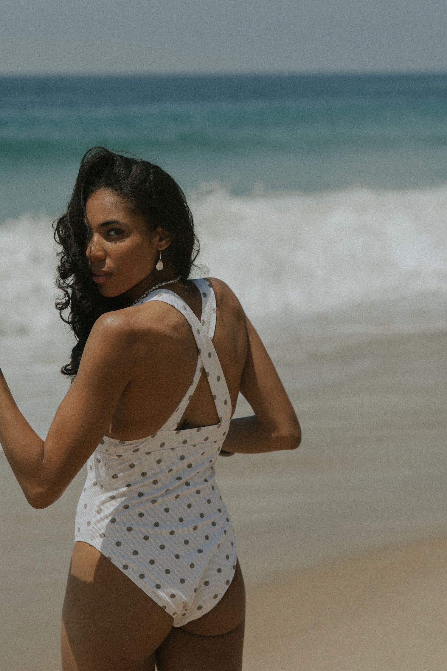 Eleanor One Piece Swimsuit | Polka Dot V-Neck Modest One Piece Swimsuit