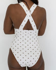 Eleanor One Piece Swimsuit | Polka Dot V-Neck Modest One Piece Swimsuit