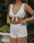 Eleanor High Waisted Swim Shorts | Polka Dot Full Coverage Modest Swim Shorts