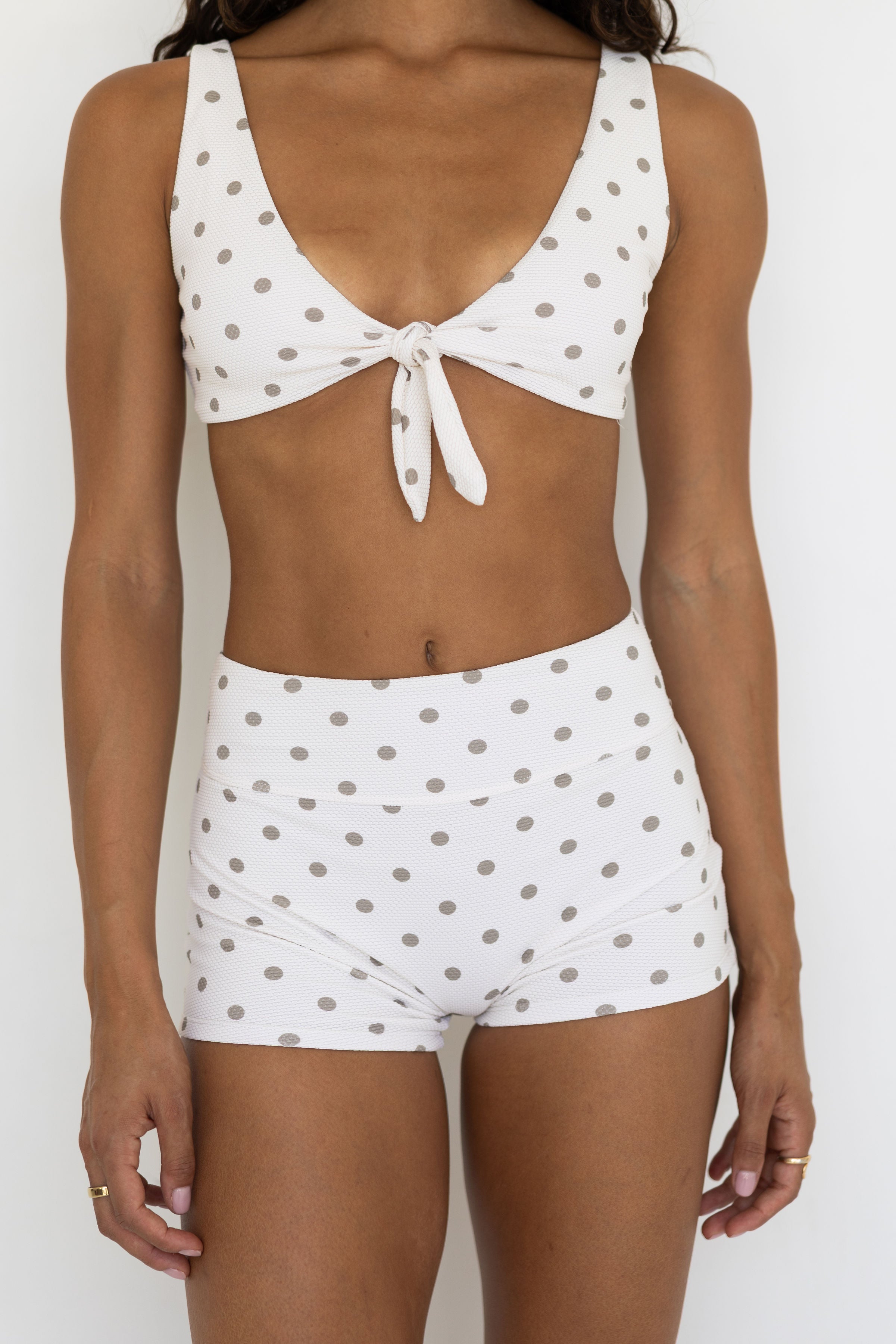 Eleanor High Waisted Swim Shorts | Polka Dot Full Coverage Modest Swim Shorts