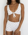 Eleanor Bikini Top | Polka Dot V-Neck Tie Front Bikini Top