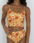 Flora Top | Retro Floral Scoop Neck Tankini Top