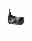Bristol Bikini Top | Black & Cream Houndstooth Straight Neck Bikini Top