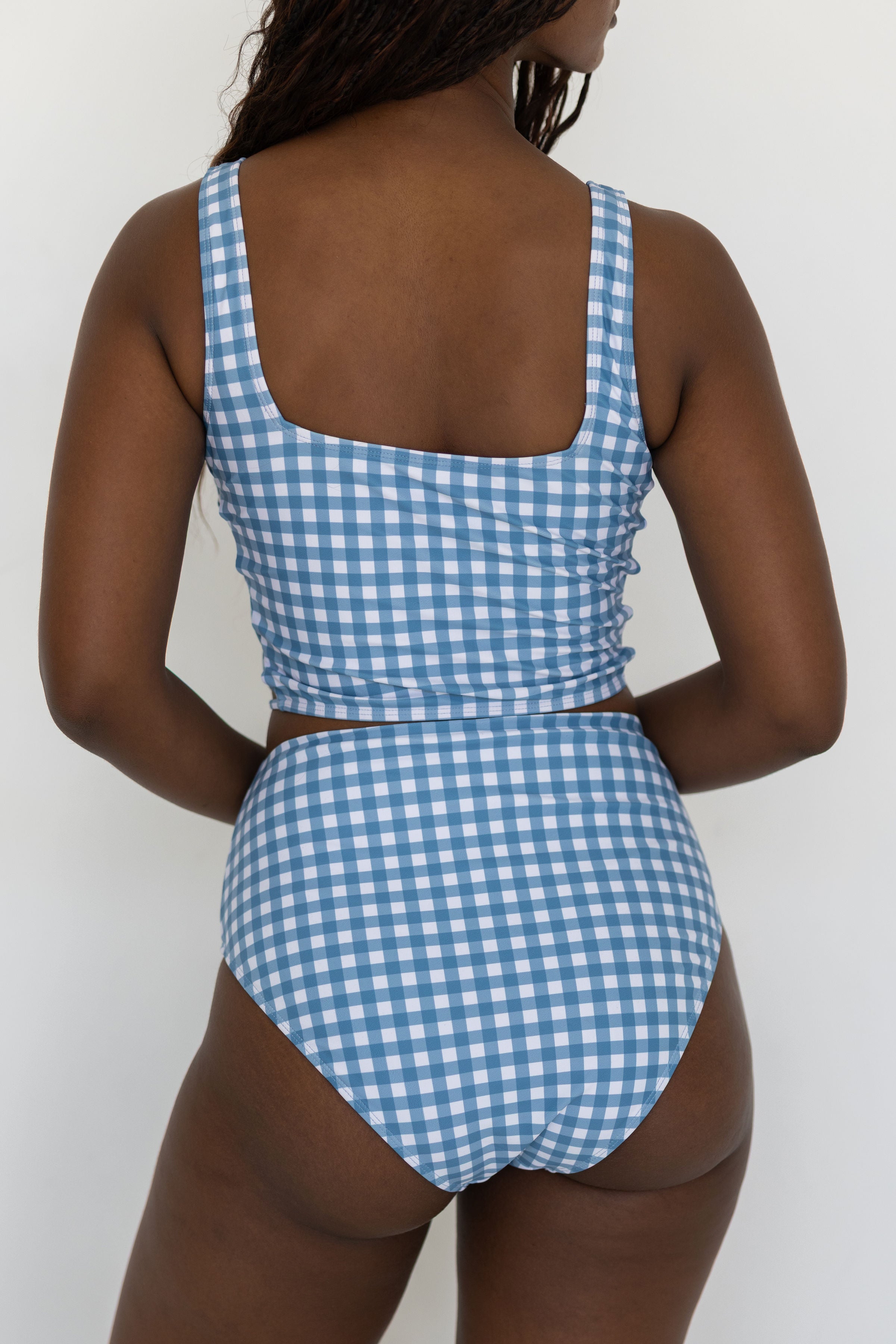 Georgia High Waisted Bottoms | Gingham Seamless Waist Bikini Bottoms