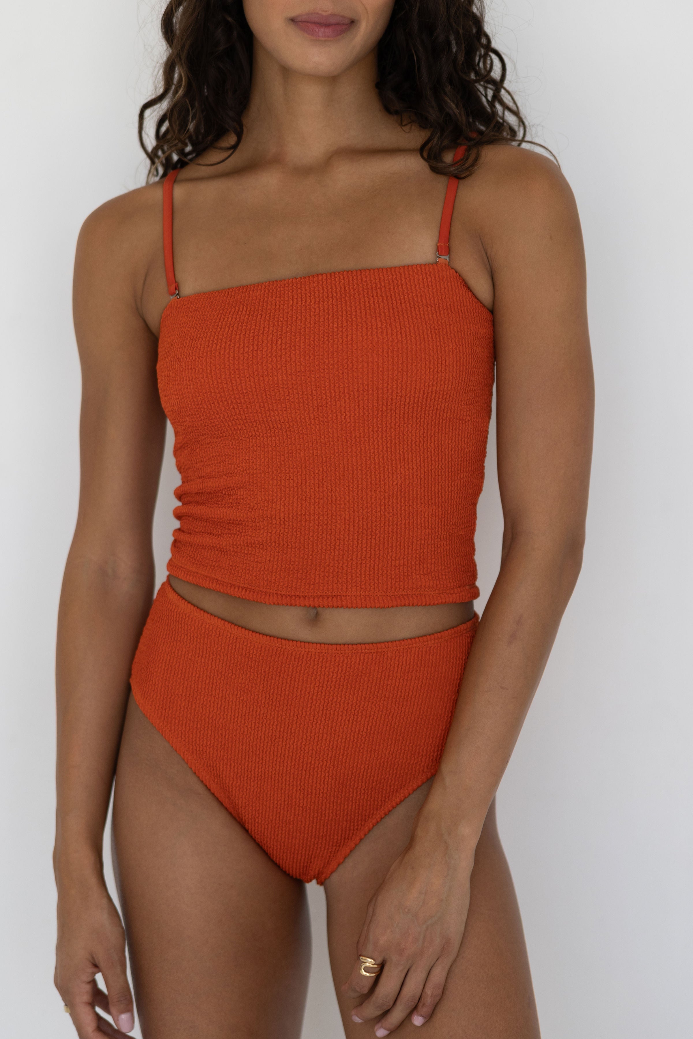 Ginger Top | Crepe Textured Strapless Tube Tankini Top
