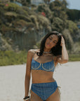 Harbor Bikini Top | Blue Green Retro Striped Underwire Bikini Top