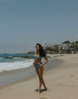 Harbor Bikini Top | Blue Green Retro Striped Underwire Bikini Top
