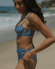 Harbor Bikini Top | Blue Green Retro Striped Underwire Bikini Top