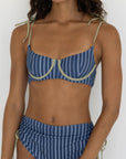Harbor Bikini Top | Blue Green Retro Striped Underwire Bikini Top