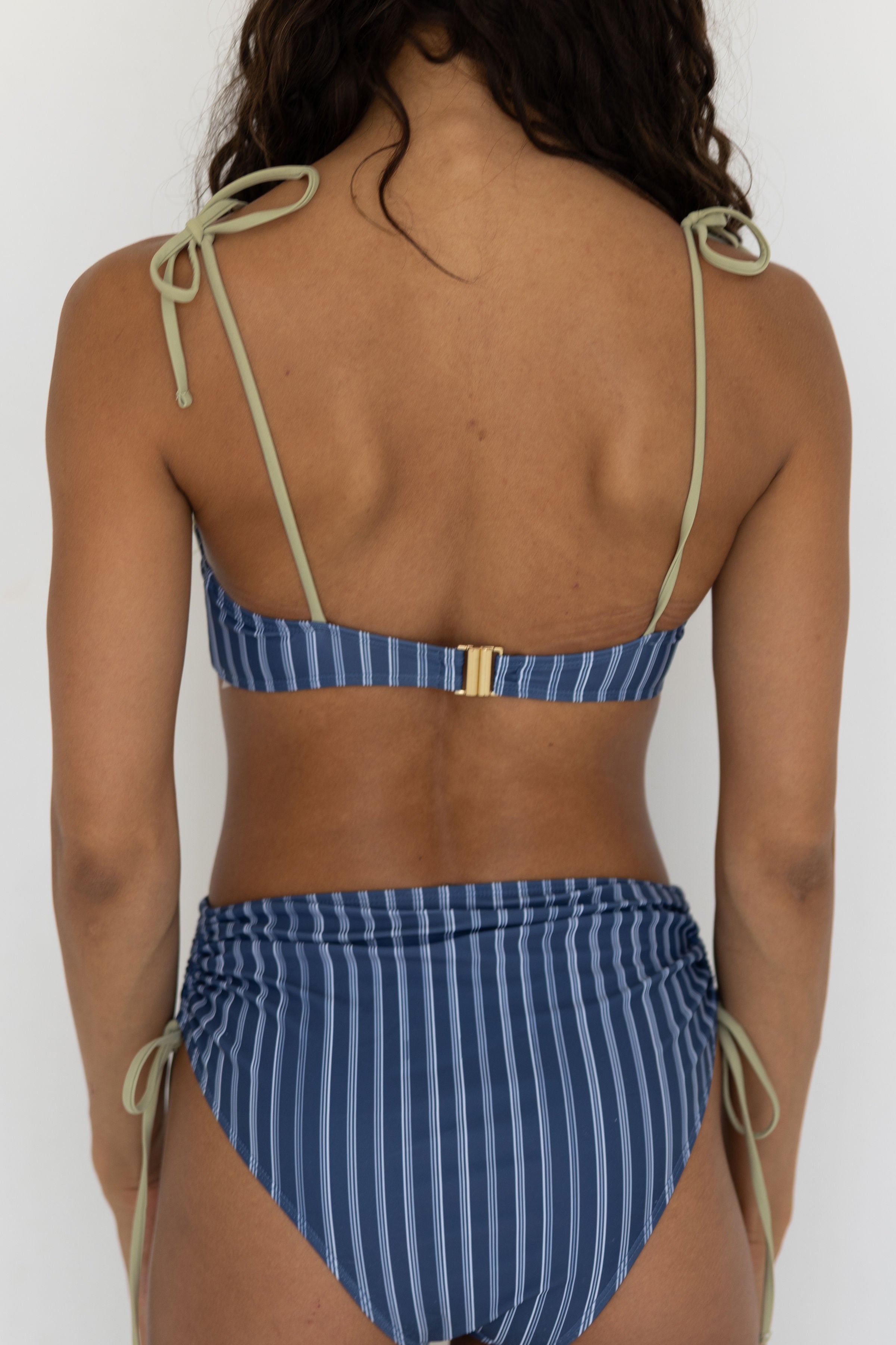 Harbor Bikini Top | Blue Green Retro Striped Underwire Bikini Top