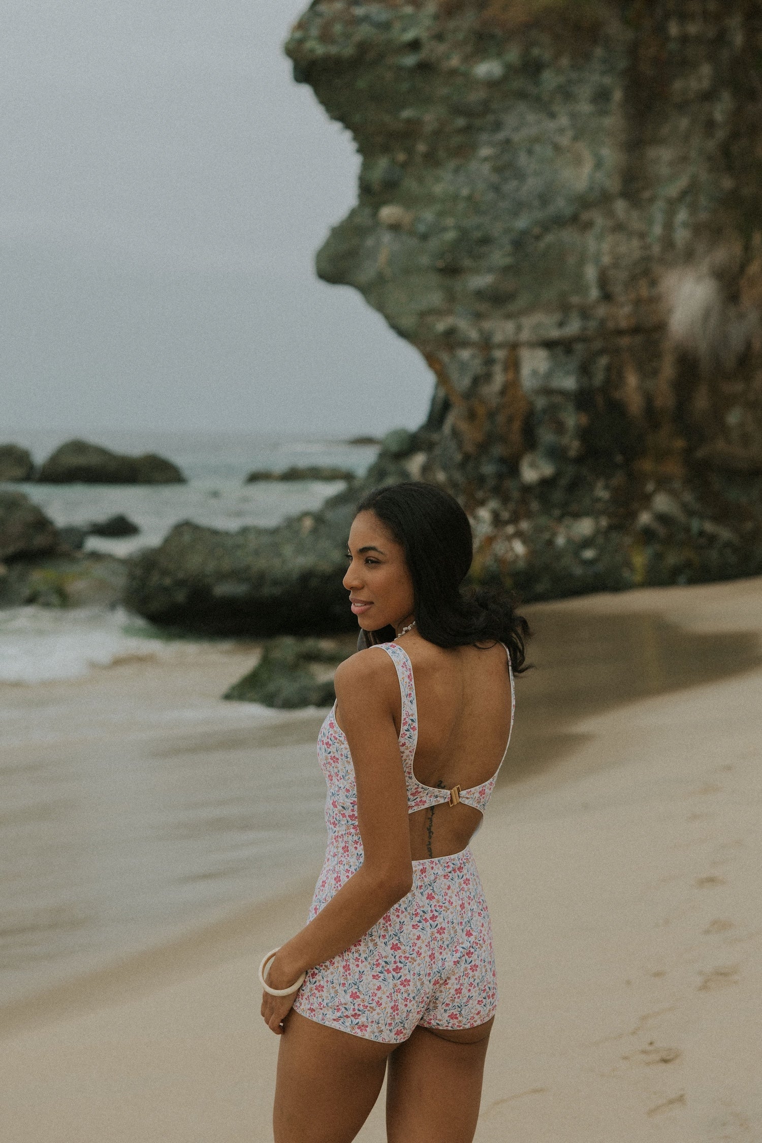 June Bodysuit | Floral Square Neck Swim Bodysuit with Shorts