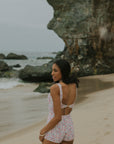 June Bodysuit | Floral Square Neck Swim Bodysuit with Shorts