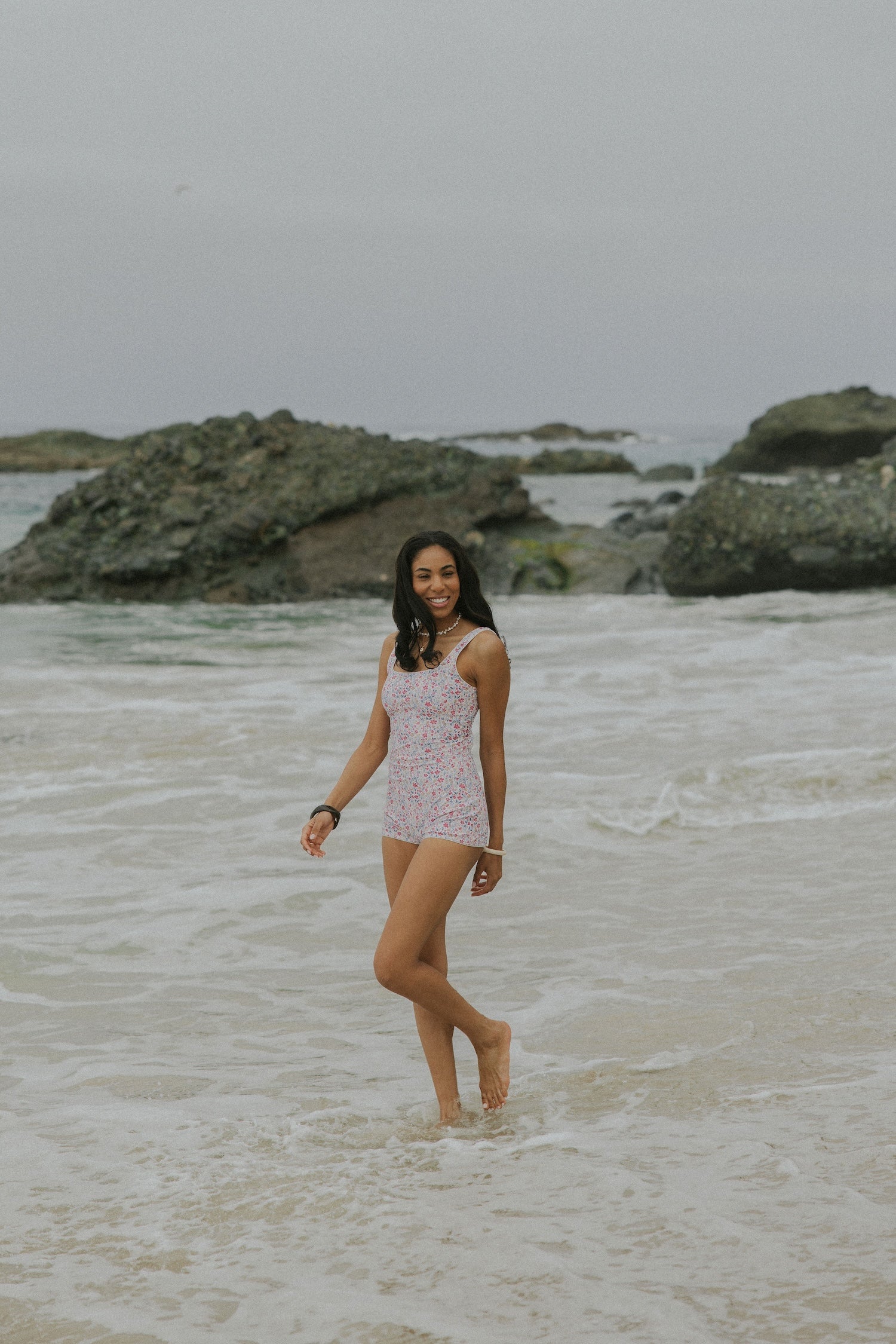 June Bodysuit | Floral Square Neck Swim Bodysuit with Shorts