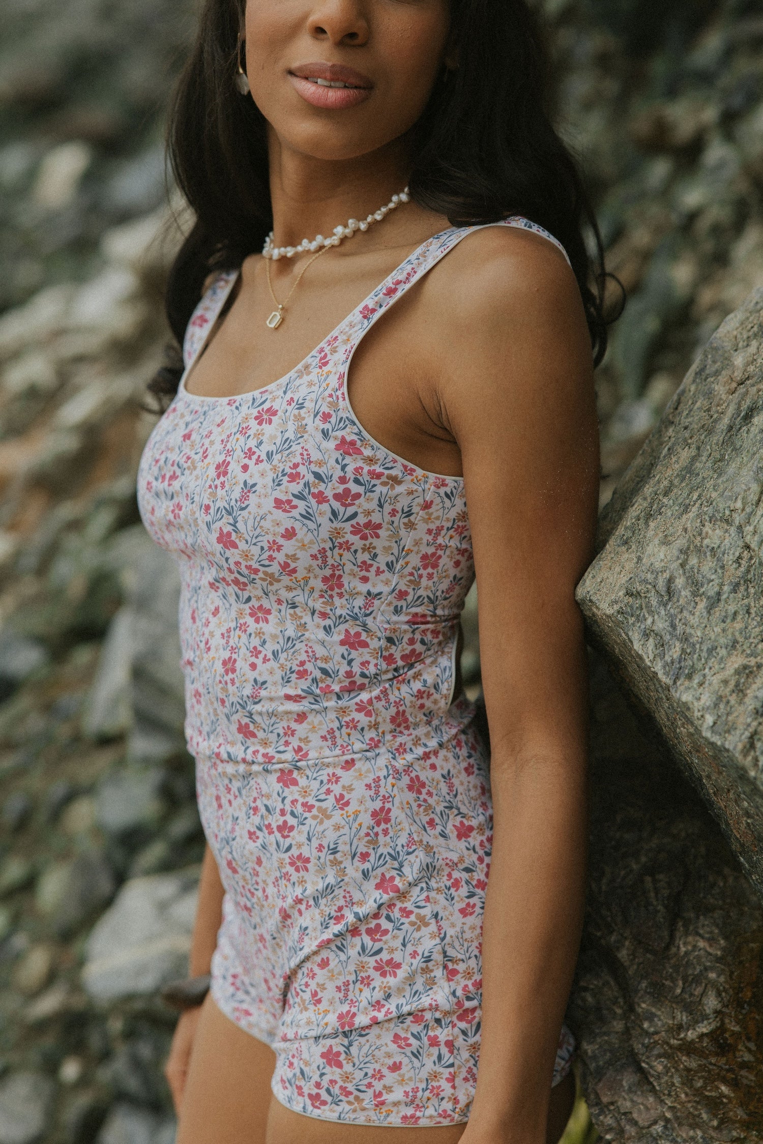 June Bodysuit | Floral Square Neck Swim Bodysuit with Shorts