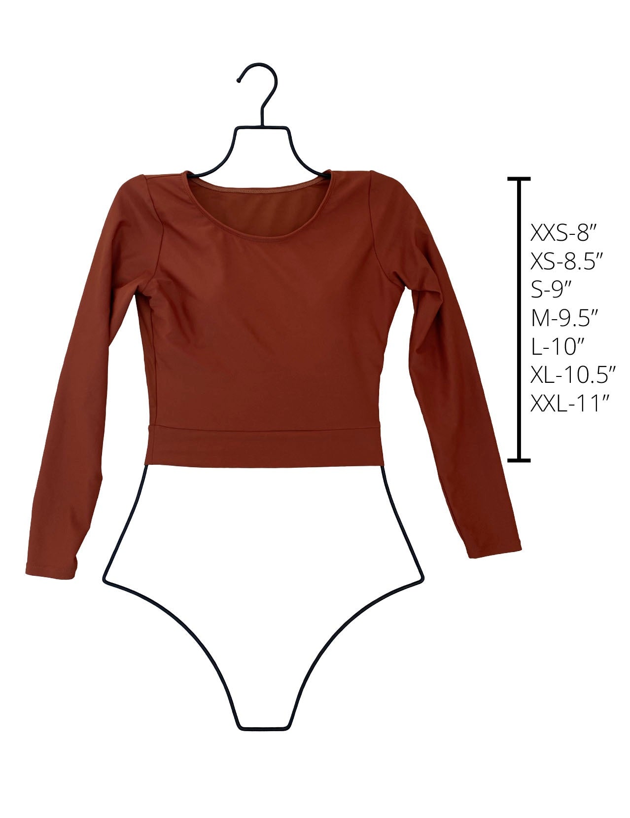 Long Sleeve Rust Orange Surfing Swim Top | Geode Swimwear