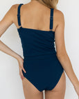 Laguna High Waisted Bottoms | Blue Ribbed Swim Bottoms