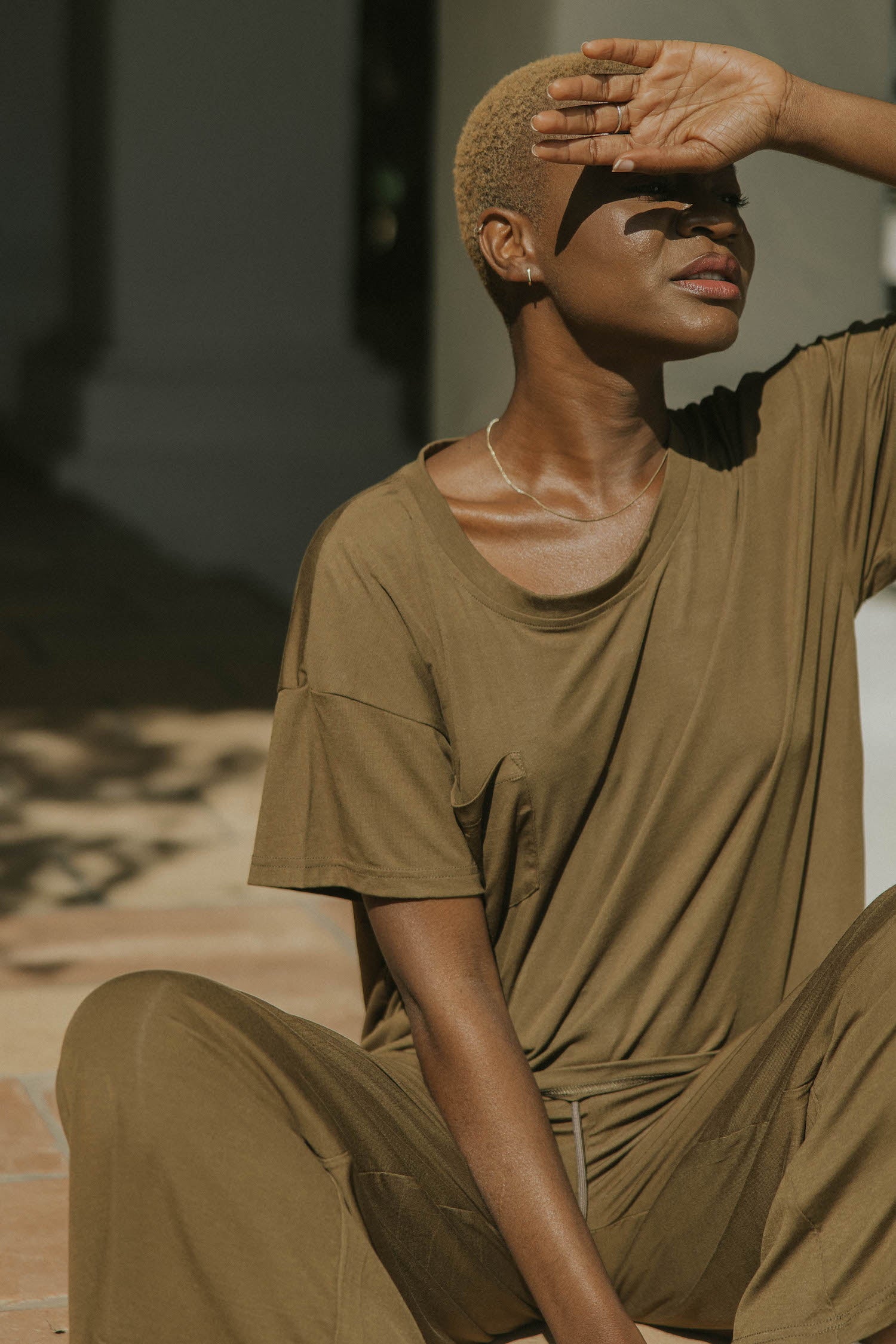 Green bamboo matching sleepwear set for women.