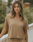 Brown bamboo matching sleepwear set for women.