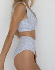 Magnolia High Waisted Bottoms | White Floral Bikini Bottoms