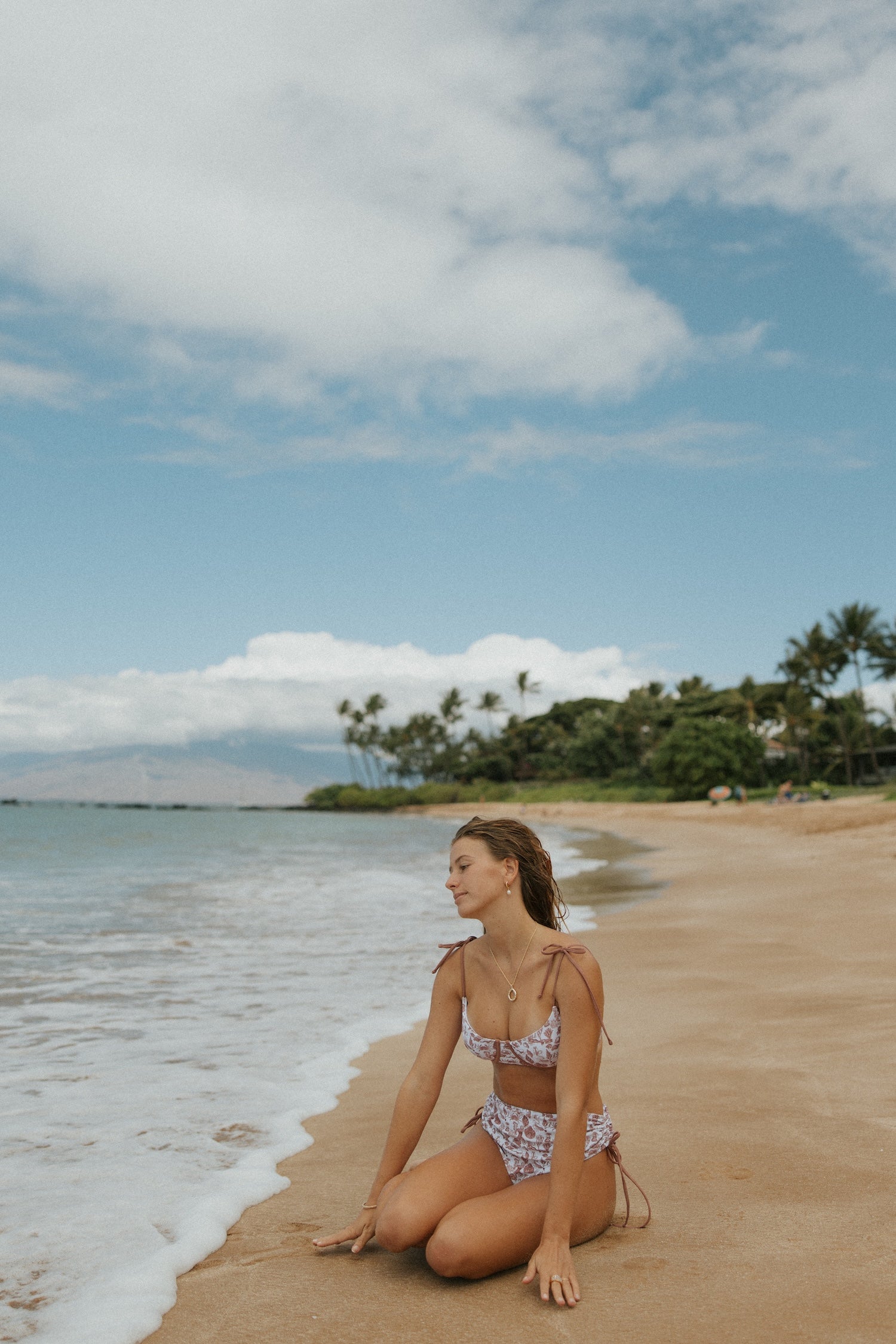 Toile printed adjustable high waisted bikini