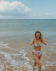 Full coverage seashell toile printed underwire bikini