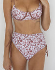 Marina High Waisted Bottoms | Adjustable Tie Coastal Print Swim Bottoms