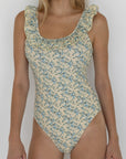 May One Piece Swimsuit | Floral Ruffle Strap Scoop Neck One Piece Swimsuit