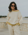 Matching neutral sweatsuit set for women