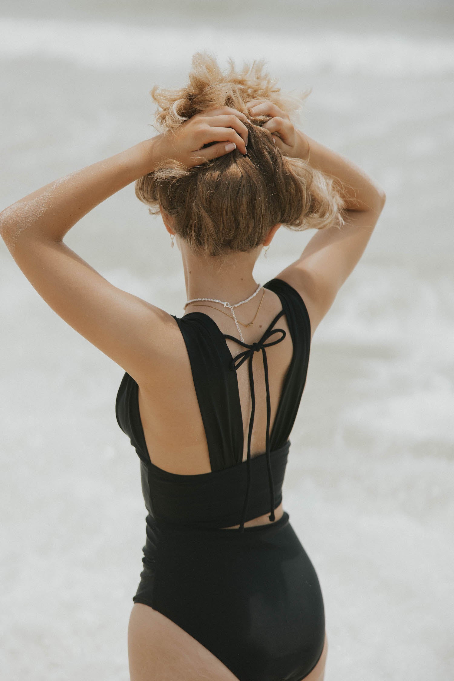 sexy swimwear black bikini plunge neck good coverage bikini top