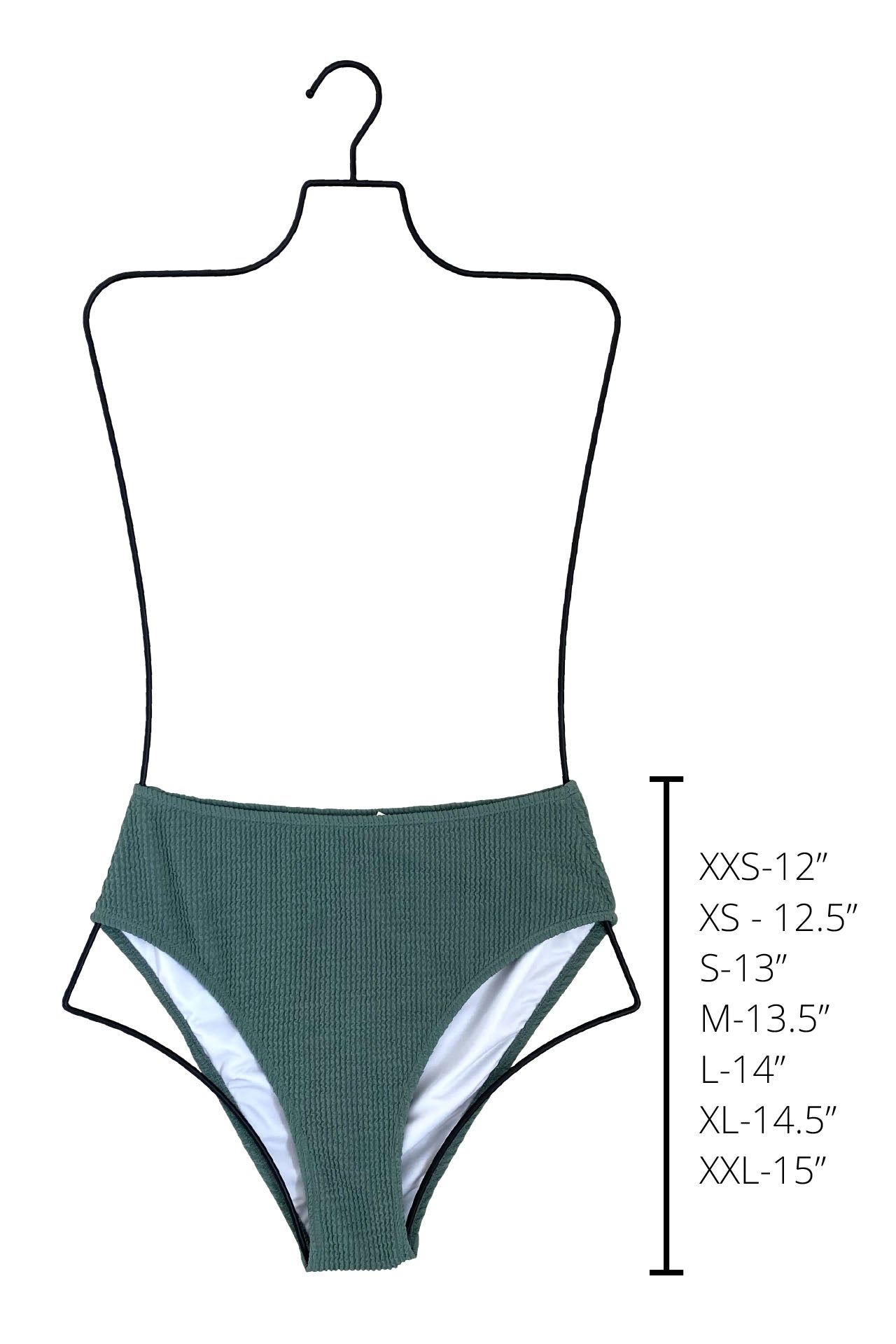 Oahu High Waisted Bottoms | Green Crinkle Textured Bikini Bottoms