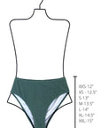 Oahu High Waisted Bottoms | Green Crinkle Textured Bikini Bottoms