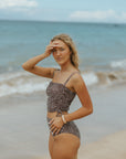 Cute Full Coverage Dark Brown Tankini