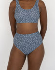Pacific High Waisted Bottoms | Blue Ditsy Floral Swim Bottoms