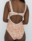 Paisley One Piece | Retro Floral Swimsuit with Open Back